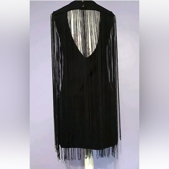 Forever 21 Mini Dress Fringe Size S Black Boho Western Sleeveless cowgirl NWT - Picture 3 of 13